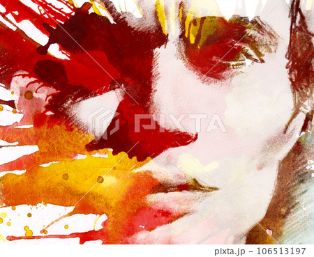A monochrome paintography portrait painting closeup 106513197