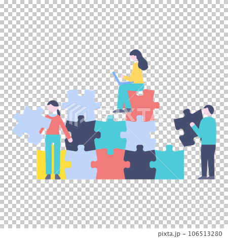 Illustration material of office workers with puzzles Illustration material of office workers with puzzles 106513280