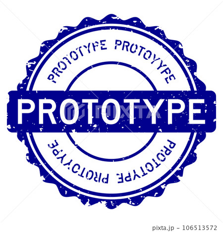 Grunge blue prototype word round rubber seal stamp on white background 106513572