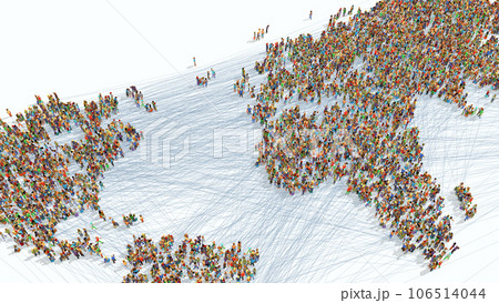 Top view of many different connected people - 3d illustration 106514044