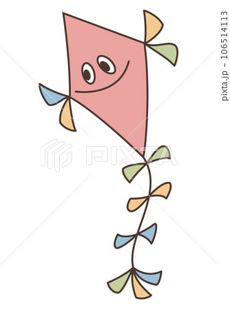 Kite - one traditional flying diamond kite, color cartoon vector illustration isolated on white Kite - one traditional flying diamond kite, color cartoon vector illustration isolated on white 106514113