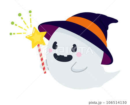 Happy Halloween ステッキで魔法をかける可愛いオバケちゃん 106514130