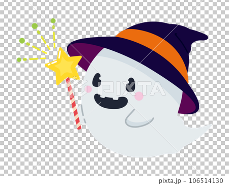 Happy Halloween A cute ghost who casts magic with a walking stick 106514130