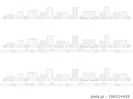 街の建物や車のイラストのセット_6_線画 106514489