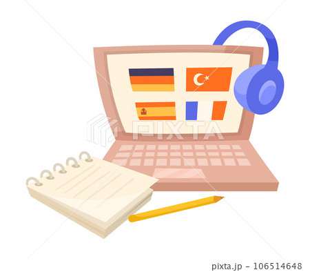 School Foreign Language Subject Composition with Education Object Vector Illustration 106514648