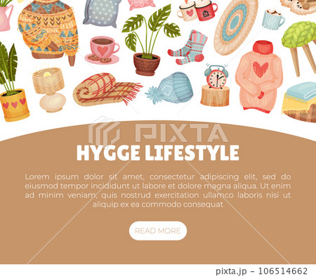 Comfort and Hygge Autumn Banner Design Vector Template 106514662