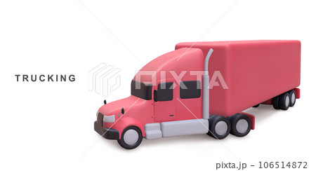 3d realistic red delivery truckon white background. Vector illustration. 3d realistic red delivery truckon white background. Vector illustration. 106514872