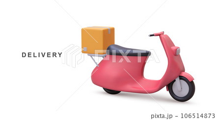 3d Scooter with Box. Delivery Courier service. Vector illustration. 106514873