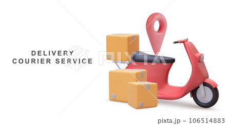 3d realistic Scooter with Box. Delivery Courier service. Time to shopping concept. Vector illustration. 106514883