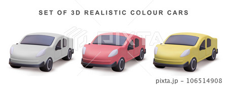 3d set cars on white background. Vector illustration. 3d set cars on white background. Vector illustration. 106514908