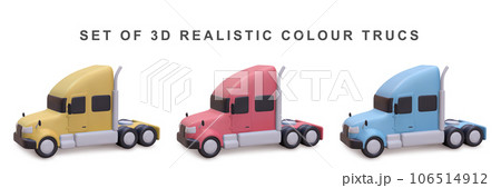 3d realistic set trucks on white background. Vector illustration. 106514912