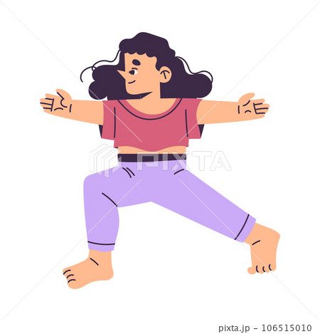 Little Girl Doing Yoga Exercise Practicing Asana Vector Illustration Little Girl Doing Yoga Exercise Practicing Asana Vector Illustration 106515010