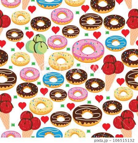 Ice cream and doughnuts seamless pattern Ice cream and doughnuts seamless pattern 106515132