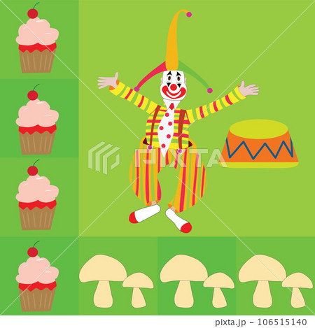 background for table napkins with clown with tie and stage muffin and mushroom background for table napkins with clown with tie and stage muffin and mushroom 106515140