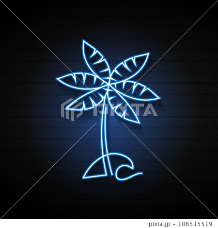 Neon sign of summer beach tropical palm elements 106515519