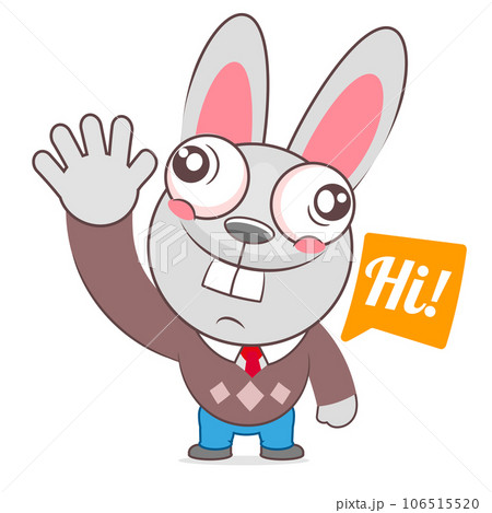 Man waving hand. Speech bubble hi. Outline, linear, thin line, doodle art. Simple style with editable Man waving hand. Speech bubble hi. Outline, linear, thin line, doodle art. Simple style with editable 106515520