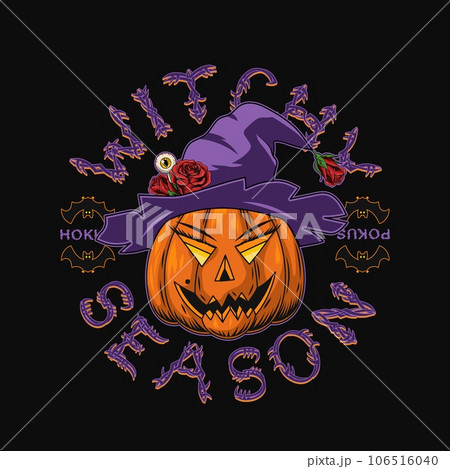 Label with pumpkin head like witch Label with pumpkin head like witch 106516040