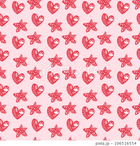 Pattern with red stars and hearts. Decorative elements. Vector illustration. 106516554
