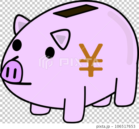 Illustration of a cute pig piggy bank seen from an angle 106517653