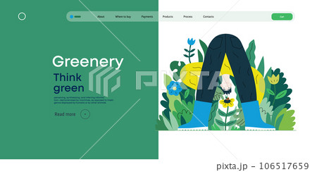 Greenery, ecology -modern flat vector concept illustration of a male gardener carrying the plants. Metaphor of environmental sustainability and protection, closeness to nature 106517659