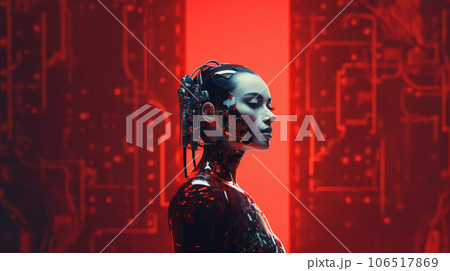 AI ロボット 女性 イメージ 人工知能 テクノロジー 対話 ディープラーニング AI画像 106517869