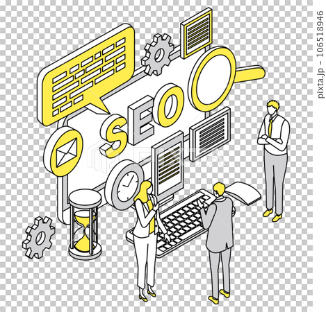 アイソメトリック_SEOについて悩む人々_シンプル 106518946