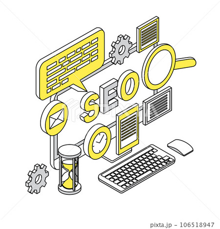 アイソメトリック_シンプルなSEOのイメージイラスト アイソメトリック_シンプルなSEOのイメージイラスト 106518947