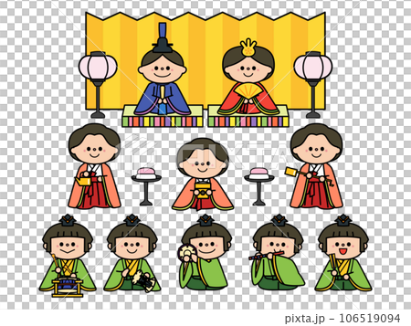 ひなまつり　雛人形：十人飾り 106519094
