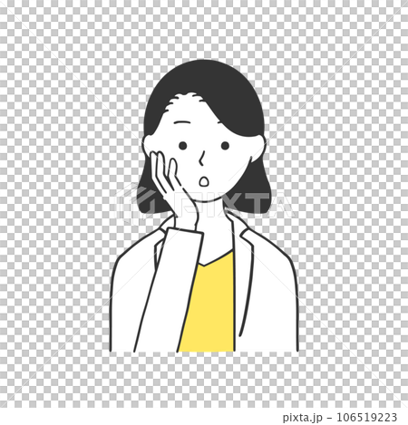 頬に手を当てて考えるキャリアウーマンのイラスト 頬に手を当てて考えるキャリアウーマンのイラスト 106519223