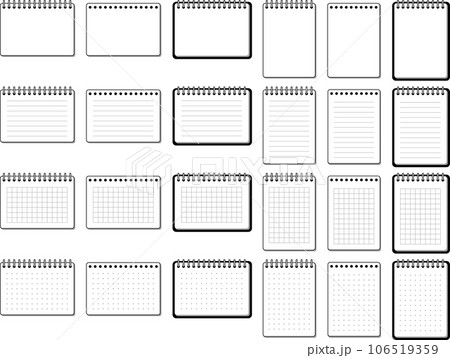 モノクロのスケッチブック・ノートのベクターイラストセット 106519359