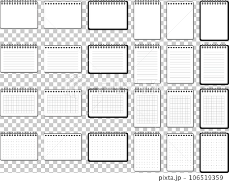 モノクロのスケッチブック・ノートのベクターイラストセット 106519359
