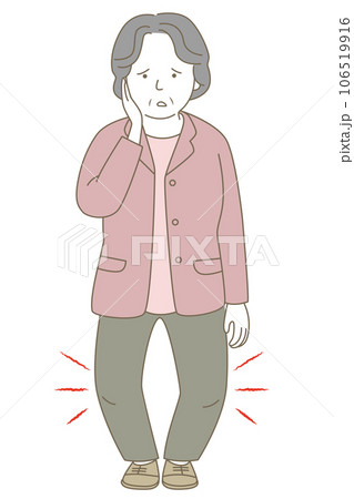 膝が悪くてO脚に悩む高齢女性 106519916