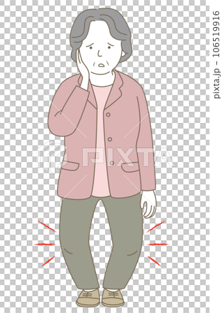 膝が悪くてO脚に悩む高齢女性 106519916