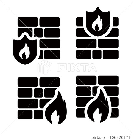 レンガと炎イラストアイコンセット 106520171