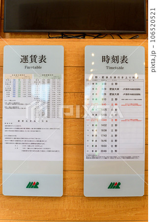 時刻表 駅構内風景(高森駅)南阿蘇鉄道(全線開通) 時刻表 駅構内風景(高森駅)南阿蘇鉄道(全線開通) 106520521