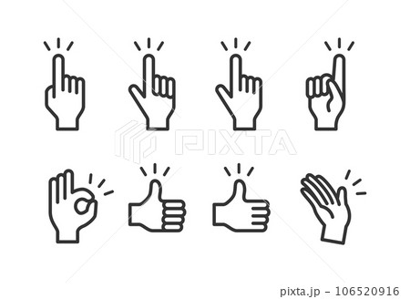 シンプル 手のジェスチャー 手のポーズ 複数のアイコンセット シンプル 手のジェスチャー 手のポーズ 複数のアイコンセット 106520916