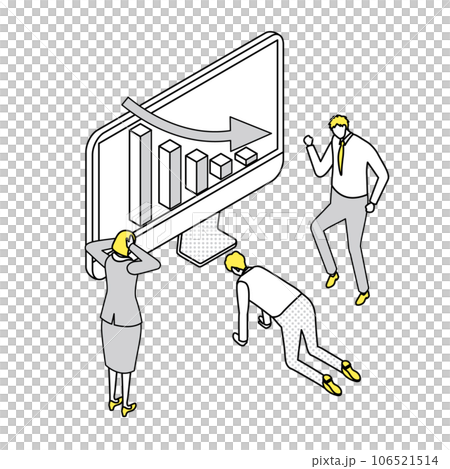 Isometric_Simple_Businessmen sad because their business performance is down 106521514