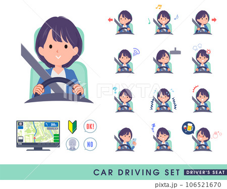 車を運転する広報担当女性のセット 106521670