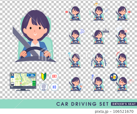 車を運転する広報担当女性のセット 106521670