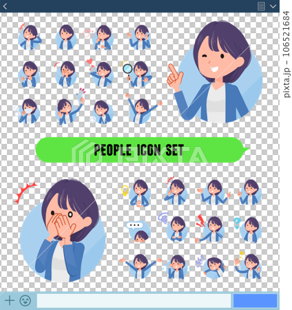 Set of public relations women expressing various emotions in icon format Set of public relations women expressing various emotions in icon format 106521684