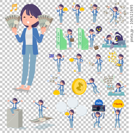 一組關於金錢和經濟的公關女性 一組關於金錢和經濟的公關女性 106521695