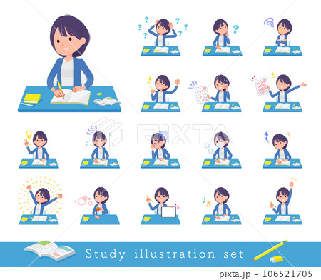 勉強に関する広報担当女性のセット 106521705