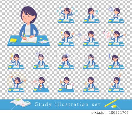 勉強に関する広報担当女性のセット 106521705