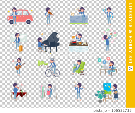 一組愛好和生活方式公關女性。 A型 106521733