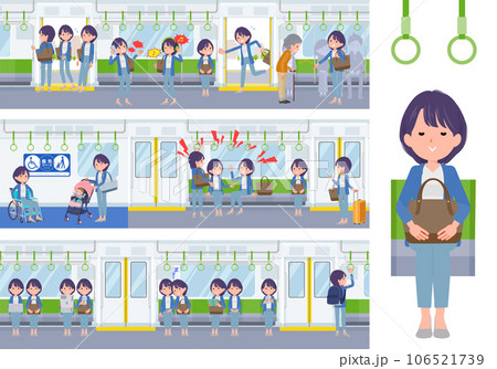 電車に乗る広報担当女性のセット 106521739