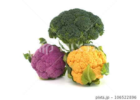 Cauliflowers and broccoli over white background Cauliflowers and broccoli over white background 106522896