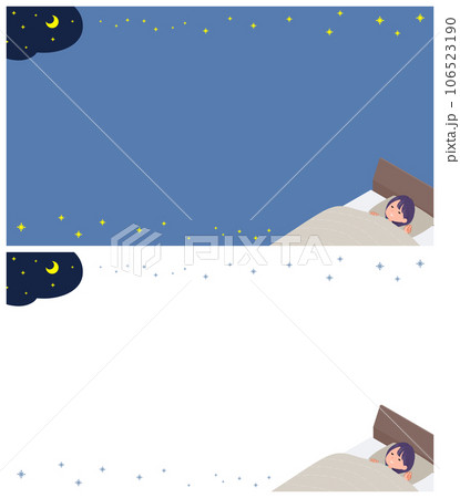 睡眠についての背景デザイン広報担当女性のセット 睡眠についての背景デザイン広報担当女性のセット 106523190