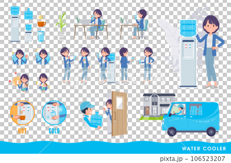 Set of water server and public relations woman. Vector art that is easy to edit. 106523207