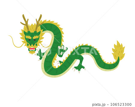 飛んでいる、正面を向いた龍のイラストのイラスト素材 [106523300] - PIXTA