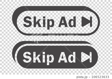 Skip Ad button. Video block icon for advertising. App template for interface. Vector 106523633